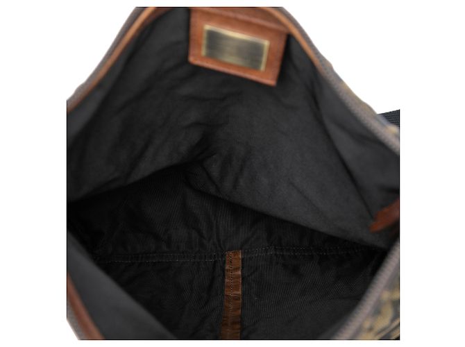 Borsa Messenger Flat Fendi Zucca Canvas FF marrone - vista 4