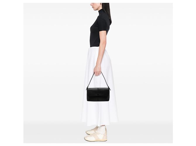 Borsa a tracolla con patta in pelle nera Burberry Nero - vista 7