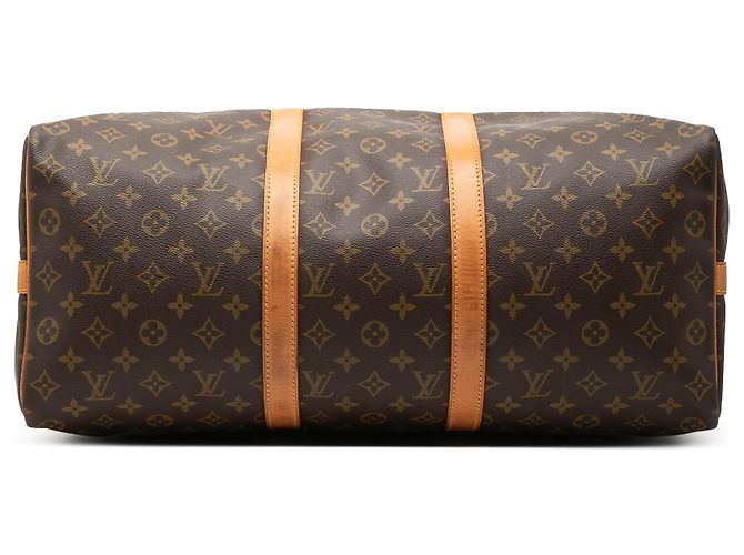 Louis Vuitton Marrone Monogram Keepall Bandouliere 50 - vista 3