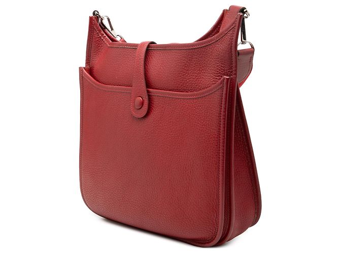 Hermès Red Clemence Evelyne II PM Rosso Bordò - vista 2