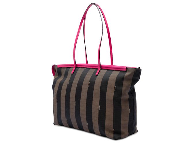 Fendi Roll Tote aus Pequin Canvas in Braun Medium - Ansicht 2