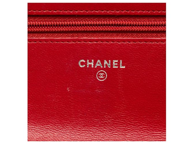 Portafoglio Chanel Boy in agnello trapuntato rosso con catena - vista 5