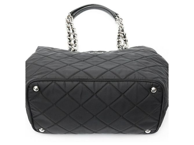 Borsa Tote in Nylon Trapuntato Prada Nero - vista 4