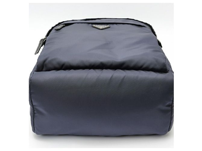 Zaino in nylon e pelle Saffiano Prada Blu navy - vista 4