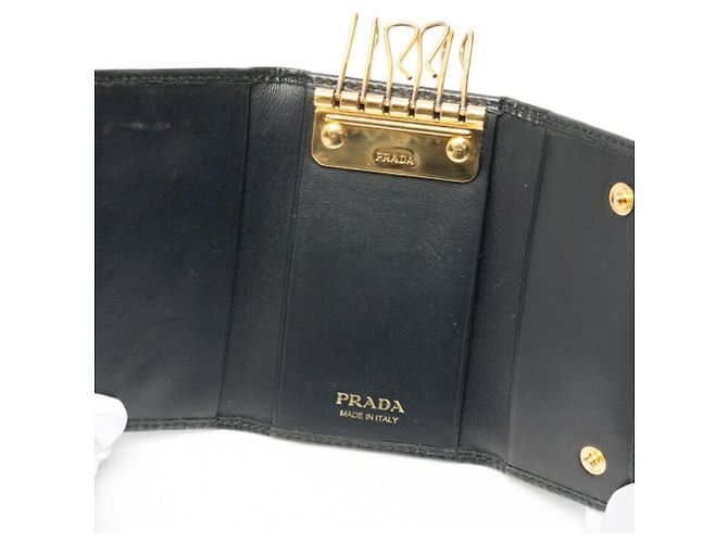 Prada Black Leather Keycase - view 7