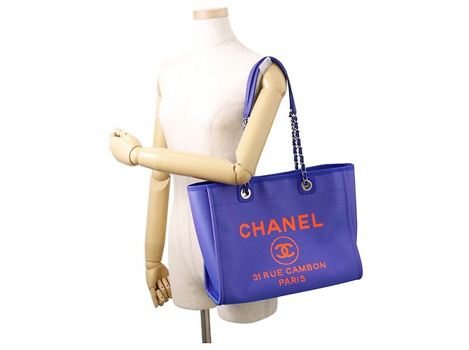 Borsa Tote Chanel Deauville Line Medium Arancione Porpora - vista 4