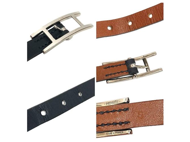 Hermès Hermes Api3 Lederarmband Choker Schwarz Kamel - Ansicht 3