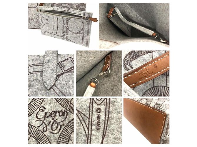 Hermès Hermes Calimi GM Tote Bag in Grau Braun - Ansicht 3