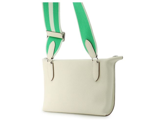 Borsa a tracolla Hermès Videpoche in pelle Togo Bianco Verde - vista 2