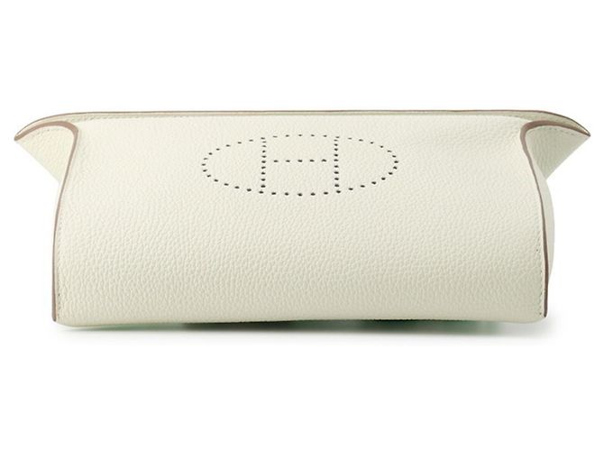 Borsa a tracolla Hermès Videpoche in pelle Togo Bianco Verde - vista 3