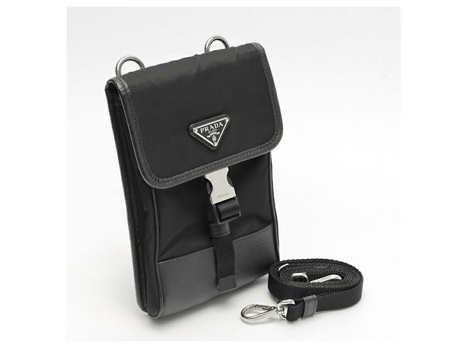 Prada Re-Nylon x Saffiano Leder Smartphone-Hülle Schwarz - Ansicht 8