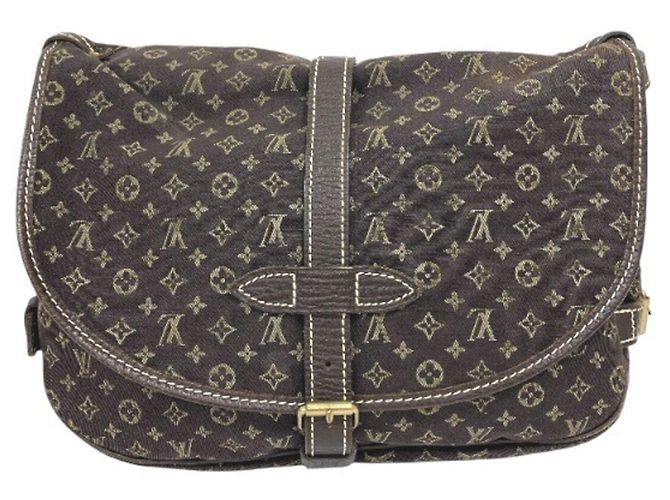 Borsa Louis Vuitton Monogram Mini Lin Saumur 30 Marrone - vista 2