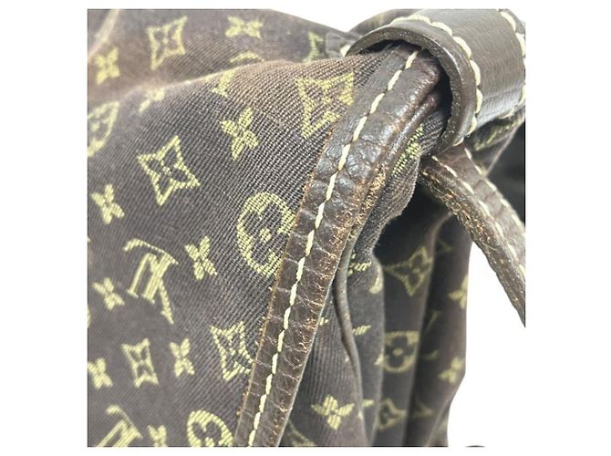 Borsa Louis Vuitton Monogram Mini Lin Saumur 30 Marrone - vista 5