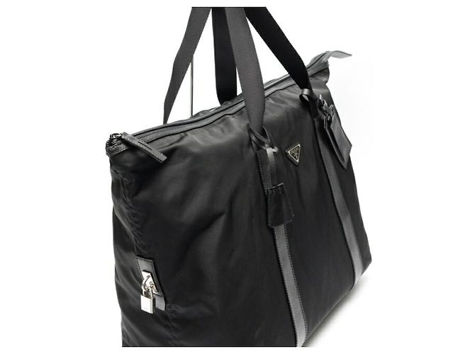 Borsa Boston in nylon e pelle Saffiano Prada Nero - vista 2