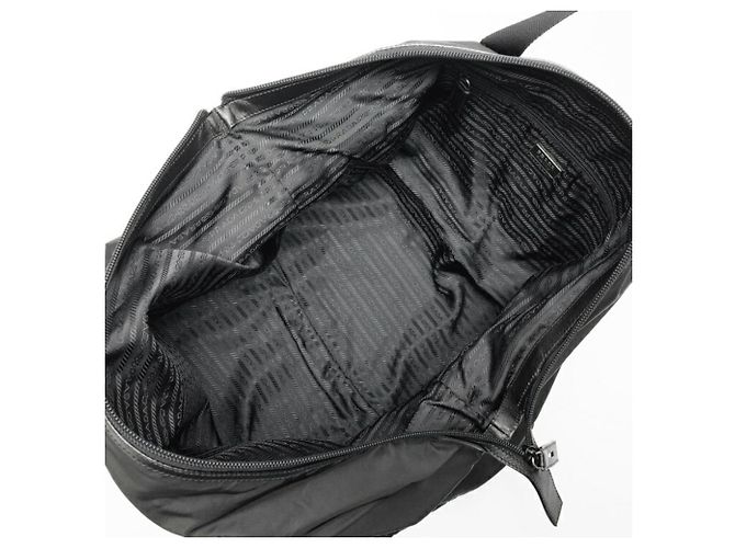 Borsa Boston in nylon e pelle Saffiano Prada Nero - vista 5