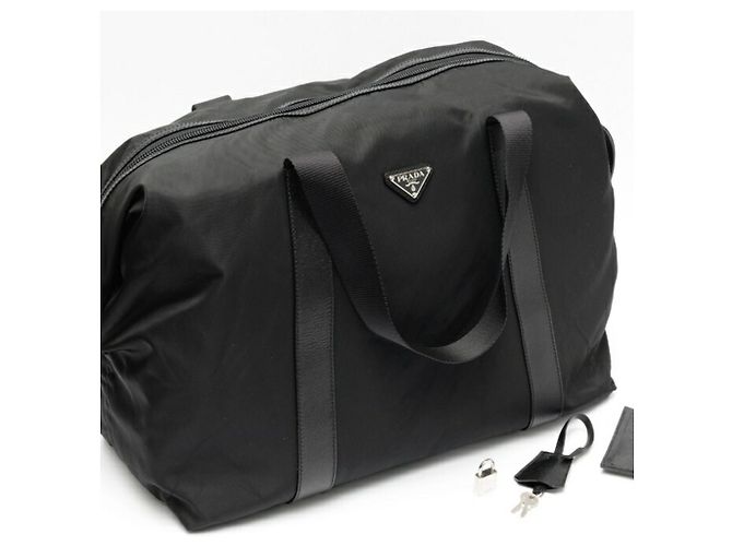 Borsa Boston in nylon e pelle Saffiano Prada Nero - vista 6