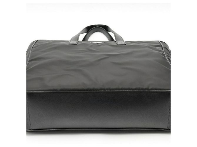 Borsa Tote Prada Nera in Nylon e Pelle Saffiano Nero - vista 4