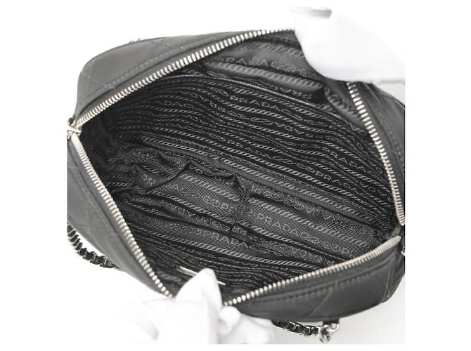 Borsa a tracolla in nylon trapuntato nero Prada - vista 6