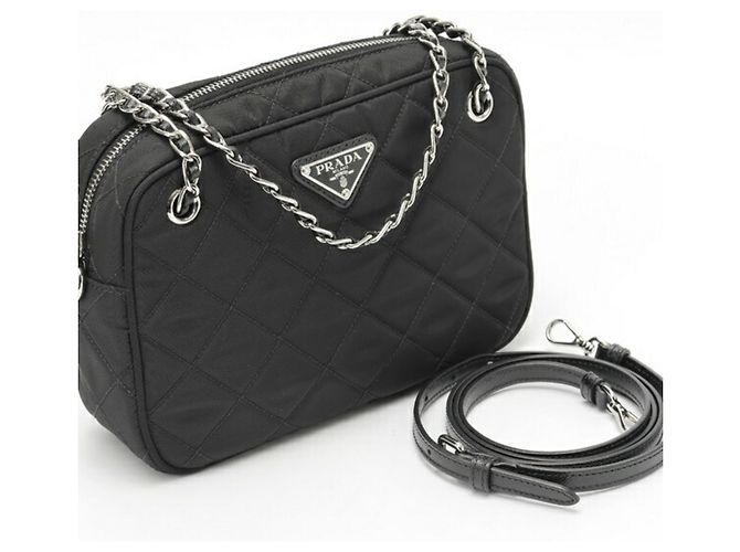 Borsa a tracolla in nylon trapuntato nero Prada - vista 7