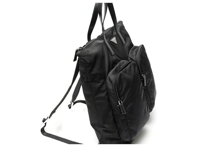 Mochila Prada Re-Nylon x Cuero Saffiano Negro - vista 2