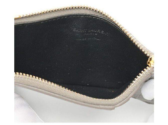 Monedero de cuero gris Saint Laurent Castaño - vista 5