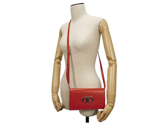 Gancini Borsa a tracolla in pelle rossa Salvatore Ferragamo Rosso - vista 5