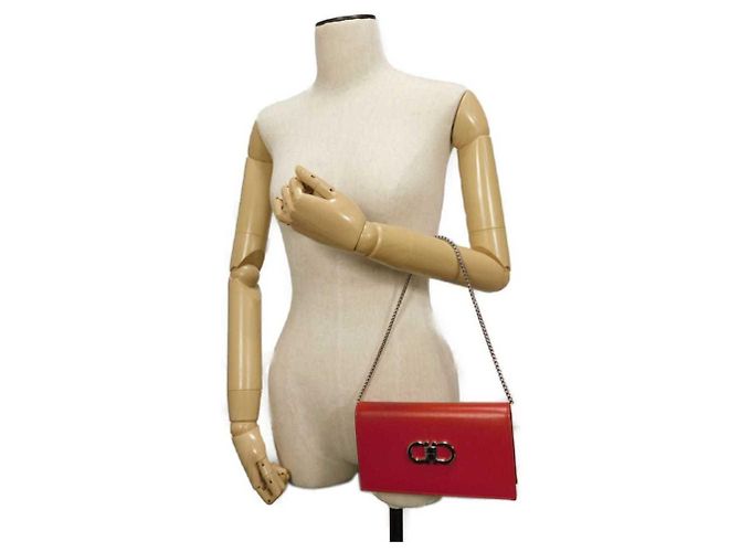 Gancini Borsa a tracolla in pelle rossa Salvatore Ferragamo Rosso - vista 6