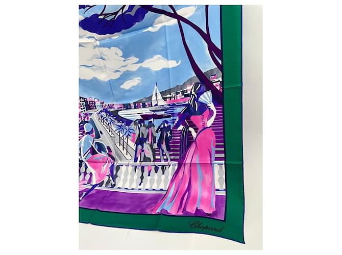 Chopard Riviera Glamour Seidentuch Pink Weiß Blau Mehrfarben Grün Grau Lila Hellblau - Ansicht 7