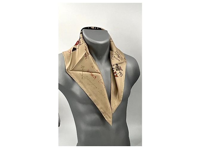 Burberry Pañuelo de Seda Estampado Perro Cartoon Negro Roja Multicolor Beige - vista 13