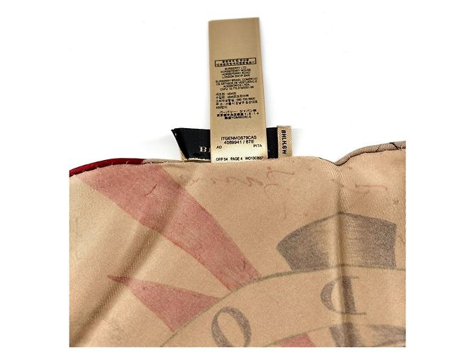 Burberry Pañuelo de Seda Estampado Perro Cartoon Negro Roja Multicolor Beige - vista 4