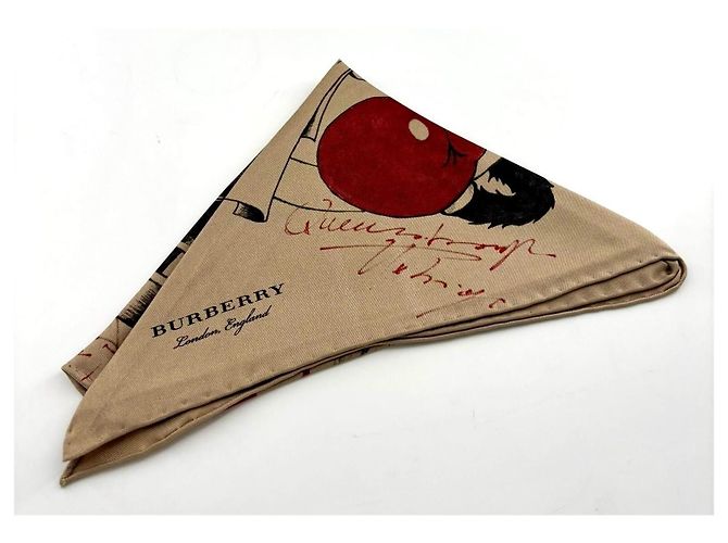 Burberry Pañuelo de Seda Estampado Perro Cartoon Negro Roja Multicolor Beige - vista 8
