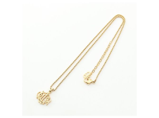 Collana Christian Dior con logo Dior Emblem D'oro - vista 3