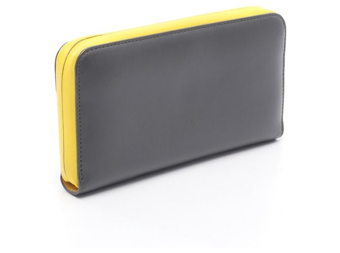 Rundes Fendi Monster Bugs Eye Long Wallet Braun Gelb - Ansicht 2