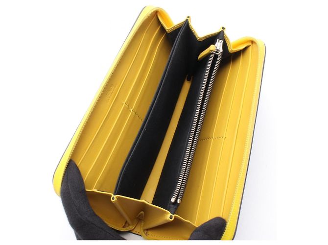 Rundes Fendi Monster Bugs Eye Long Wallet Braun Gelb - Ansicht 3