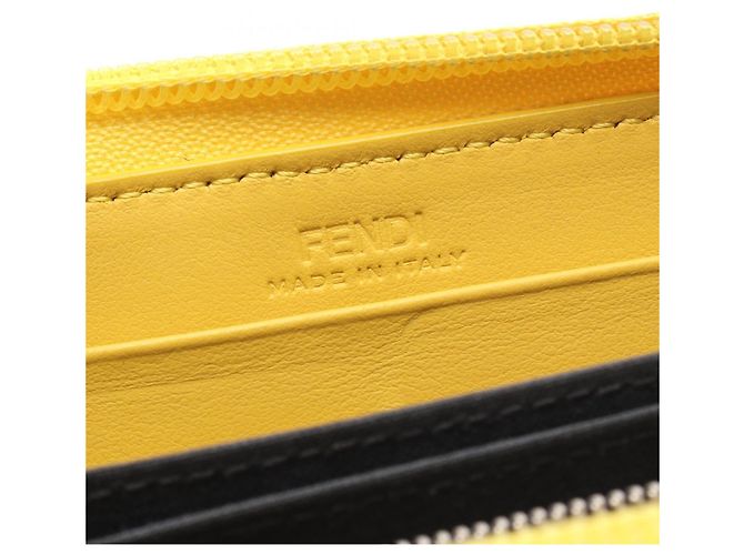 Rundes Fendi Monster Bugs Eye Long Wallet Braun Gelb - Ansicht 4