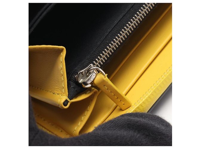 Rundes Fendi Monster Bugs Eye Long Wallet Braun Gelb - Ansicht 5