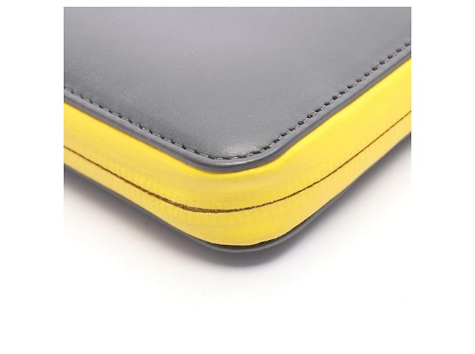 Rundes Fendi Monster Bugs Eye Long Wallet Braun Gelb - Ansicht 8