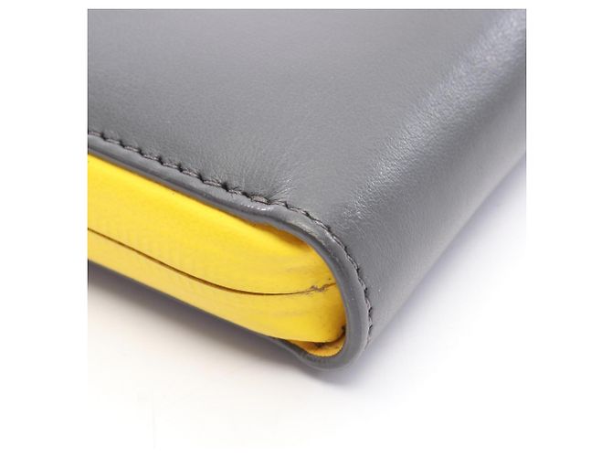 Rundes Fendi Monster Bugs Eye Long Wallet Braun Gelb - Ansicht 9