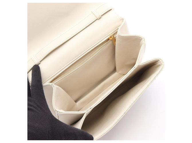 Céline Borsa a tracolla in pelle Tabou Medium Celine Bianco - vista 3