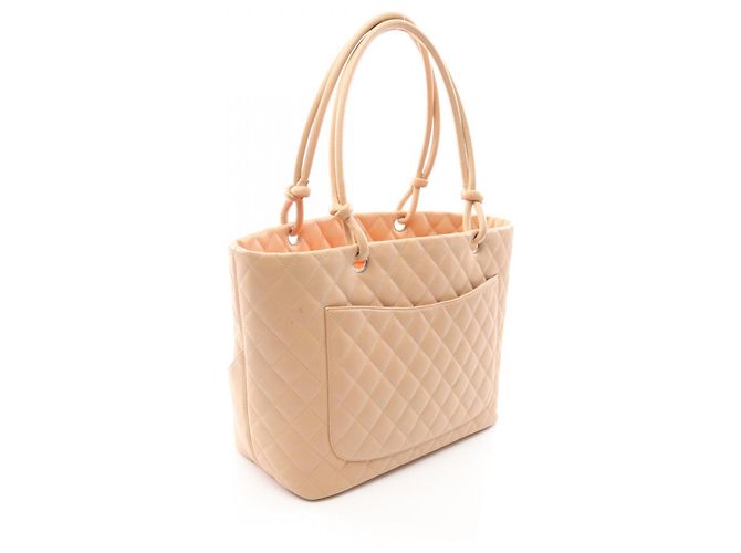 Borsa Tote Large Chanel Cambon Line Beige Giallo - vista 2