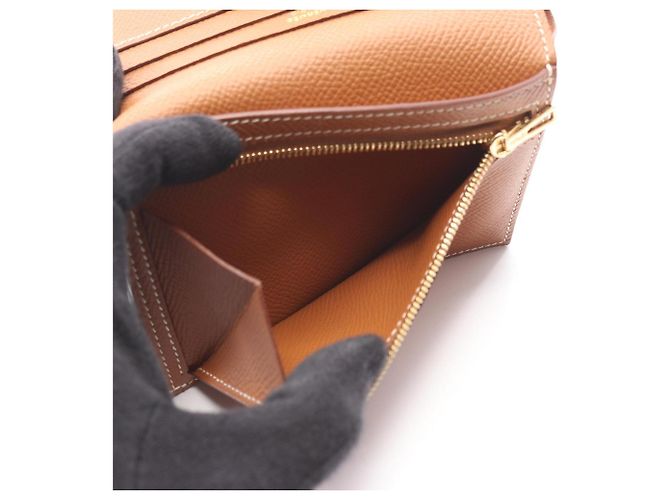 Portafoglio compatto bi-fold Hermès Bearn Gold Marrone - vista 4