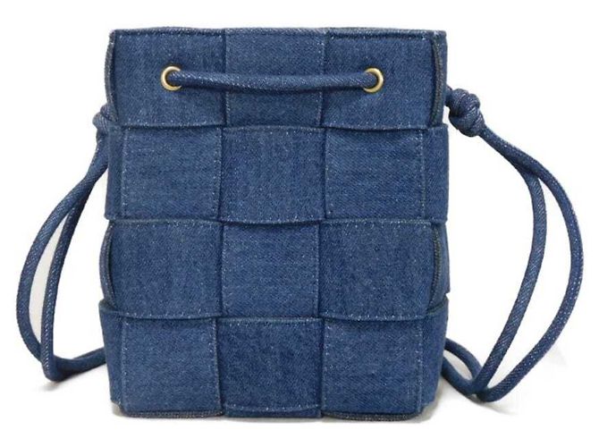 Borsa a secchiello Cassette Small Bottega Veneta Blu - vista 3