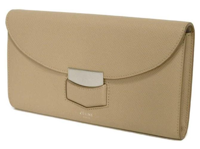Céline Celine Trotter Large Multifunktions-Geldbörse mit Klappe Beige - Ansicht 2