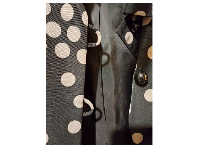 Abrigo de algodón Moschino con lunares Negro Beige - vista 10