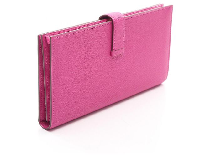 Cartera larga plegable Hermès Bearn Soufflé Magnolia Rosa - vista 2