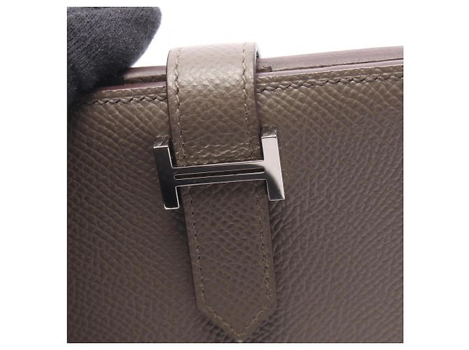Hermès Hermes Bearn Compact Bi-fold Wallet Beige Grey - view 8