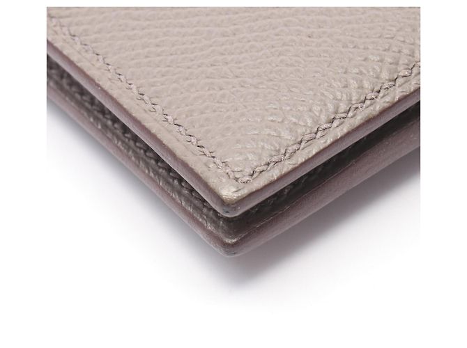 Hermès Hermes Bearn Compact Bi-fold Wallet Beige Grey - view 9