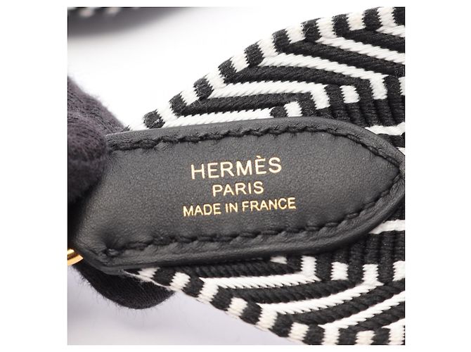 Hermès Tracolla Hermes Bandoulière Sangle Caval Nero Bianco - vista 4
