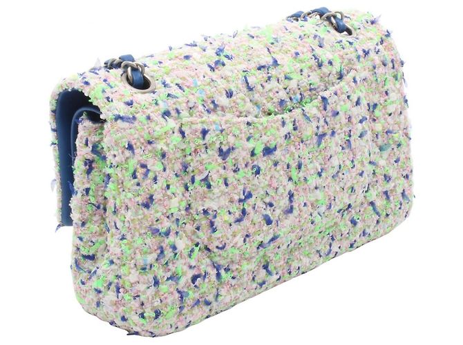 Borsa a tracolla Chanel Matelassé Double Flap Blu Verde - vista 2