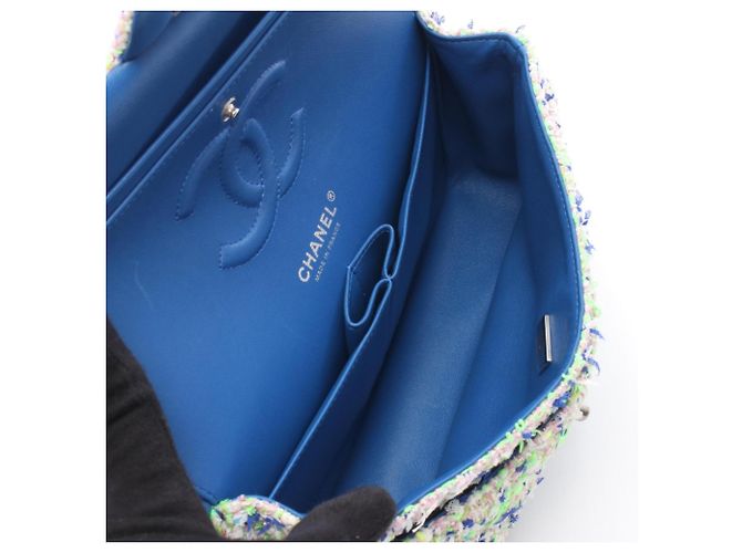 Borsa a tracolla Chanel Matelassé Double Flap Blu Verde - vista 3